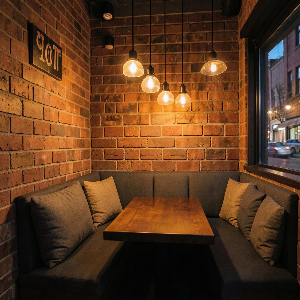 Cushioned corner seating at Xtaze Restro Cafe with warm pendant lighting